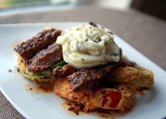 Creole Rib Eye Steak with Bell Pepper Rings