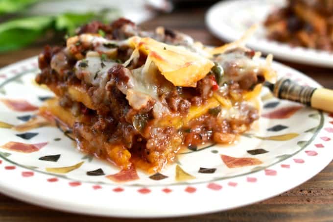 Pastelon | Layers of ripe sweet plantains, savory meat filling and cheese. | TheNoshery.com - @thenoshery