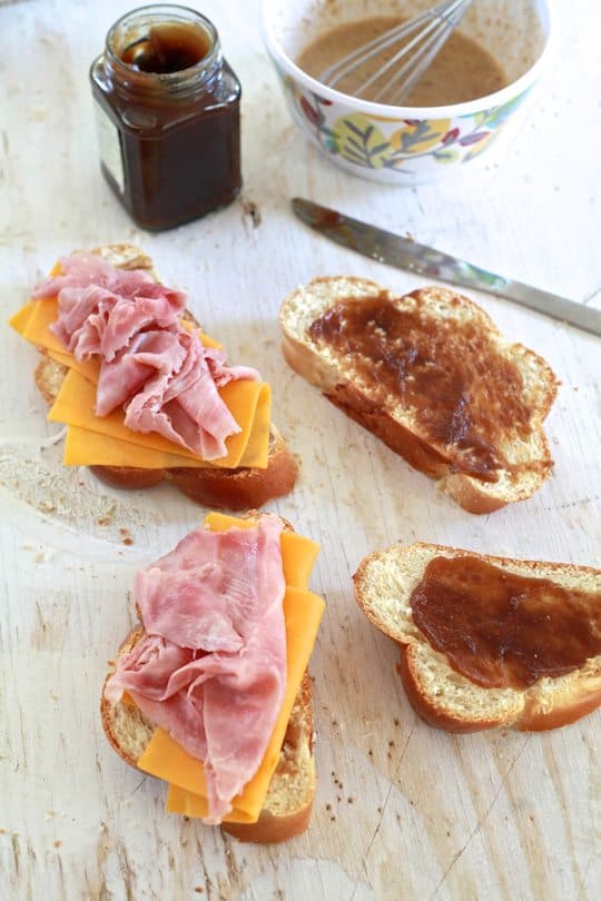 Ham + Cheese Stuffed Pumpkin Spice French Toast Waffles Ham + Cheese Stuffed Pumpkin Spice French Toast Waffles | TheNoshery.com - @TheNoshery