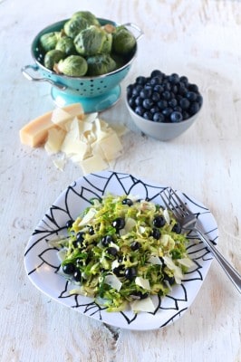 Shaved Brussels Sprouts & Blueberry Salad - TheNoshery.com