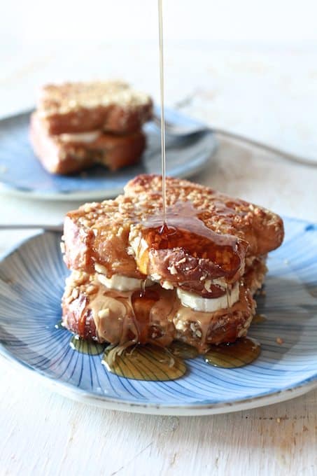 Peanut Butter, Honey & Banana Stuffed Almond Crusted French Toast