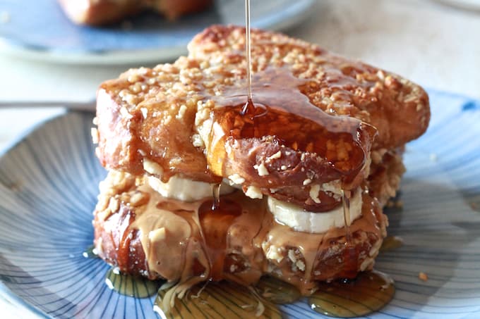Peanut Butter, Honey & Banana Stuffed Almond Crusted French Toast