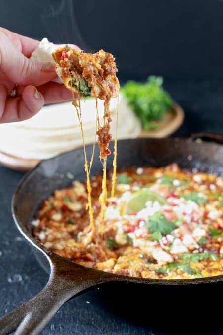 Queso Fundido with Chorizo a la Tequila - TheNoshery.com