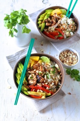 Asian Chicken & Coconut Rice Bowls - TheNoshery.com