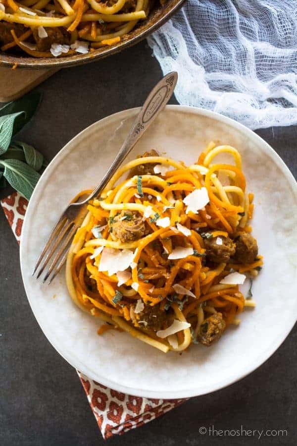 Butternut Squash, Sausage, and Sage Pasta | TheNoshery.com