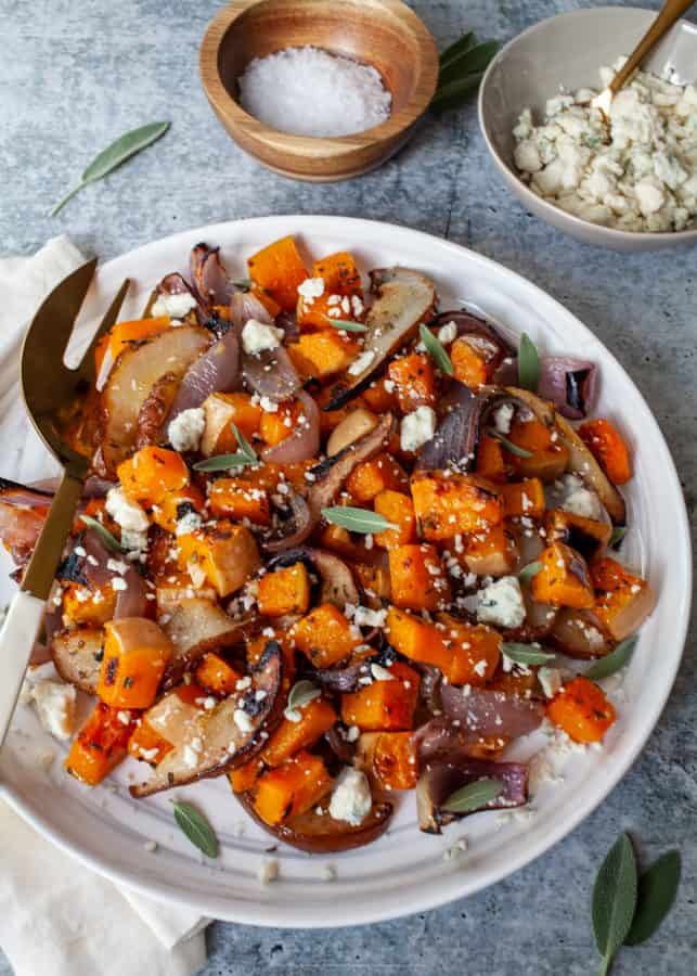 Roasted Butternut Squash and Red Onion with Pears & Blue Cheese - The ...