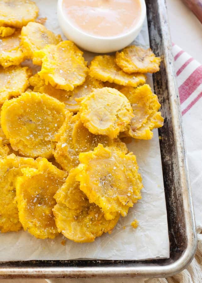 Tostones (Twice Fried Plantains) | TheNoshery.com