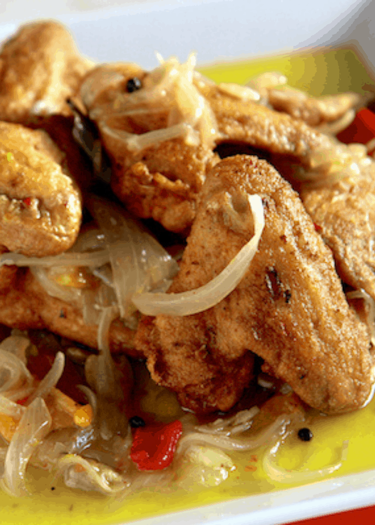 Fried Chicken Wings in Escabeche