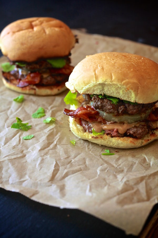 Thai Peanut Butter Bacon Burger | TheNoshery.com - @thenoshery