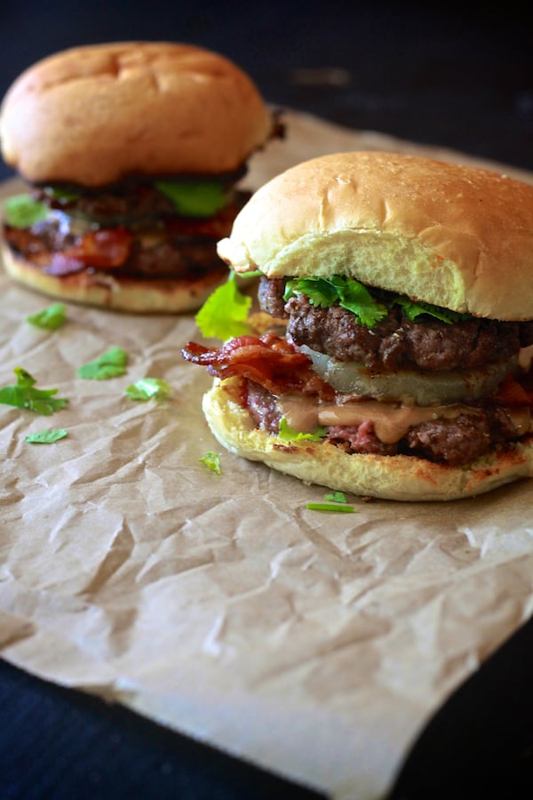 Thai Peanut Butter Bacon Burger | TheNoshery.com - @thenoshery