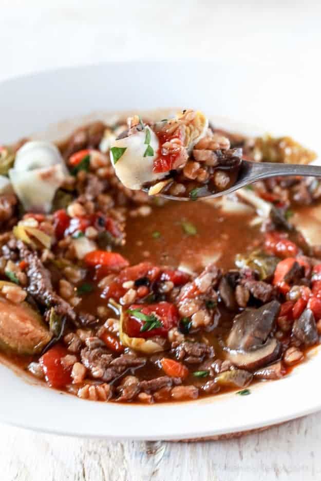 Rustic Beef and Mushroom Farro Soup