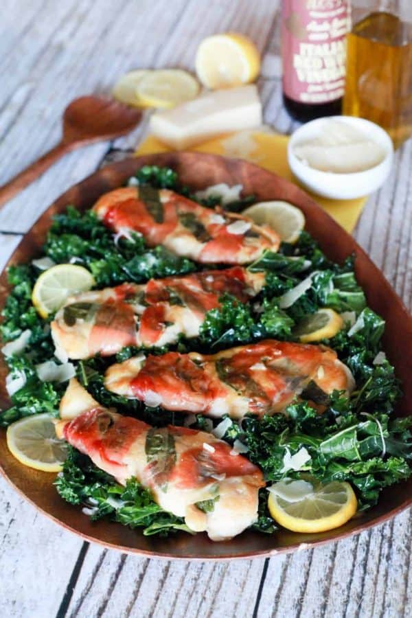 Chicken Saltimbocca with Massaged Kale Salad - TheNoshery.com