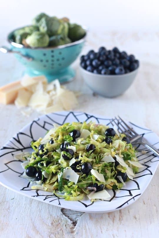Shaved Brussels Sprouts & Blueberry Salad - TheNoshery.com