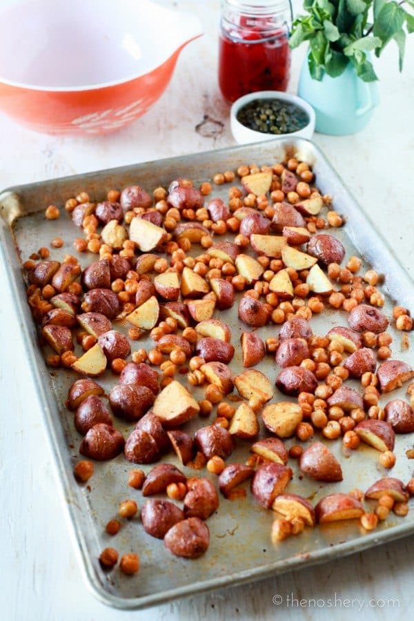 Spanish Roasted Potato Salad with Toasted Chickpeas - TheNoshery.com