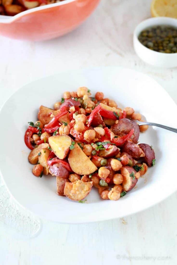 Spanish Roasted Red Potato Salad with Toasted Chickpeas - The Noshery