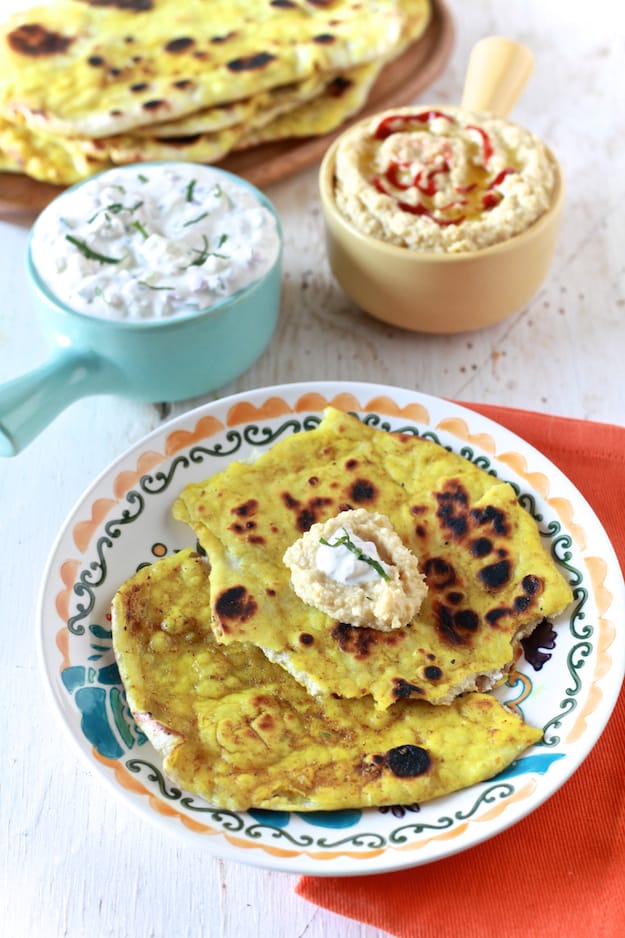 Naan with Curry Butter and Dips | TheNoshery.com