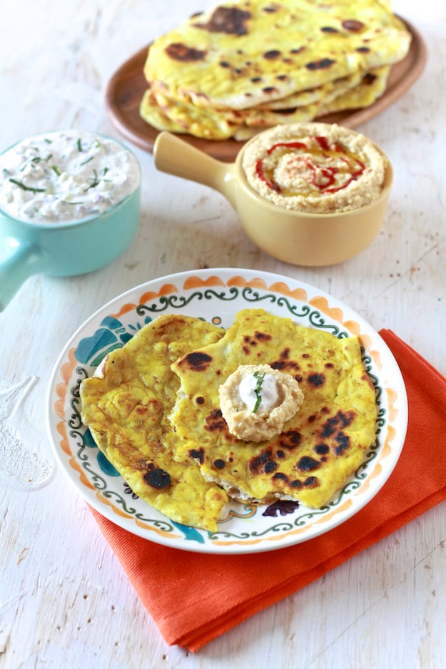 Naan with Curry Butter and Dips | TheNoshery.com