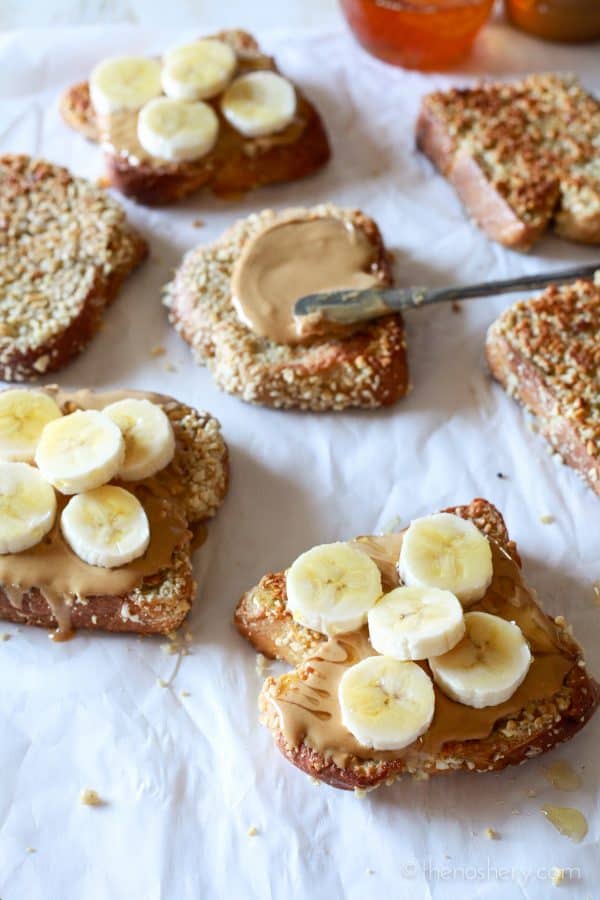 Peanut Butter, Honey & Banana Stuffed Almond Crusted French Toast | TheNoshery.com