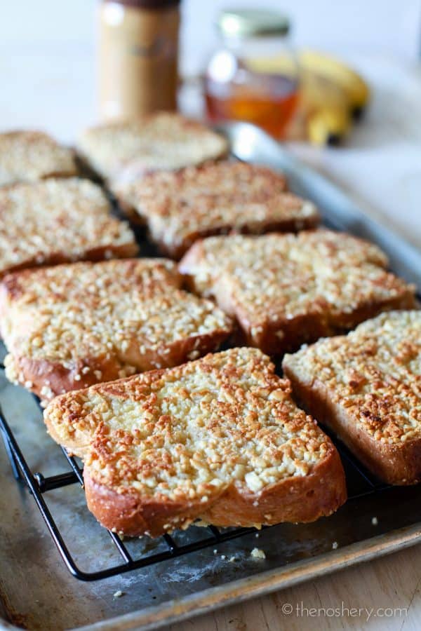 Peanut Butter, Honey & Banana Stuffed Almond Crusted French Toast | TheNoshery.com