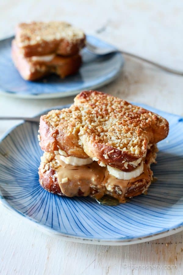 Peanut Butter, Honey & Banana Stuffed Almond Crusted French Toast | TheNoshery.com