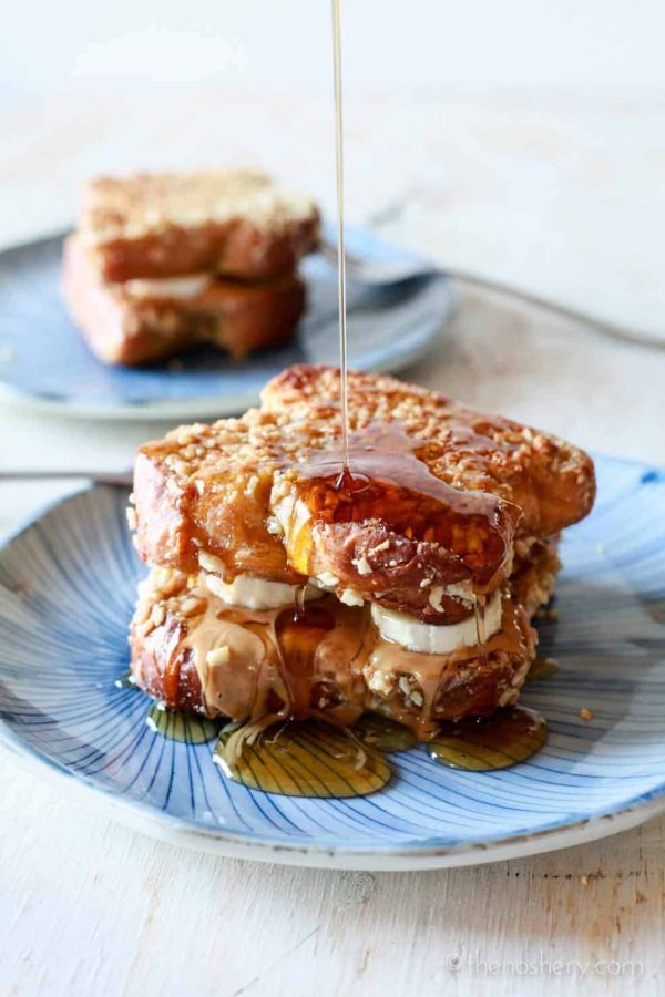 Peanut Butter, Honey & Banana Stuffed Almond Crusted French Toast | TheNoshery.com