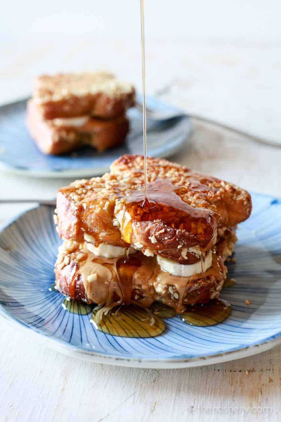 Almond Crusted French Toast with Peanut Butter, Bananas and Honey