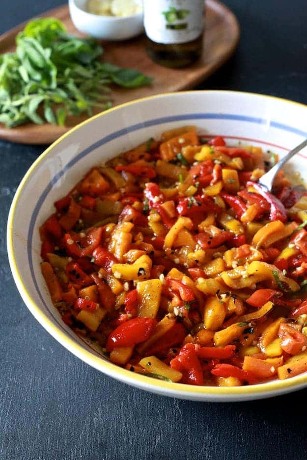 Roasted Peppers in Olive Oil | TheNoshery.com