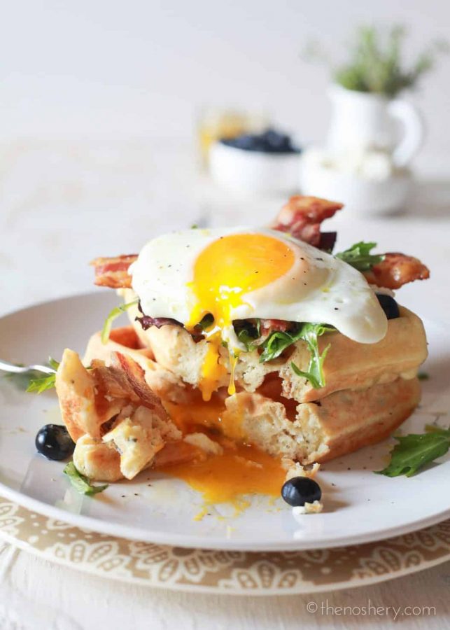 Mother's Day Herb and Goat Cheese Waffles - The Noshery