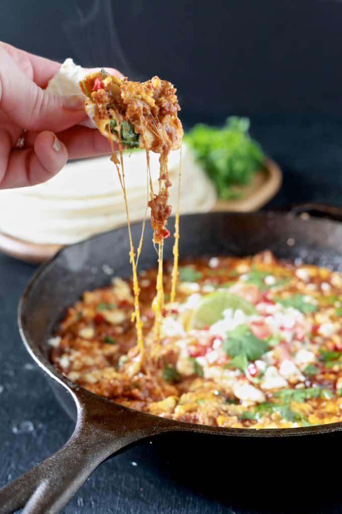 Queso Fundido with Chorizo a la Tequila - TheNoshery.com