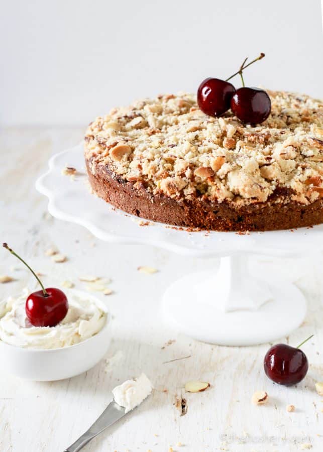 Cherry and Almond Buttermilk Coffee Cake - TheNoshery.com