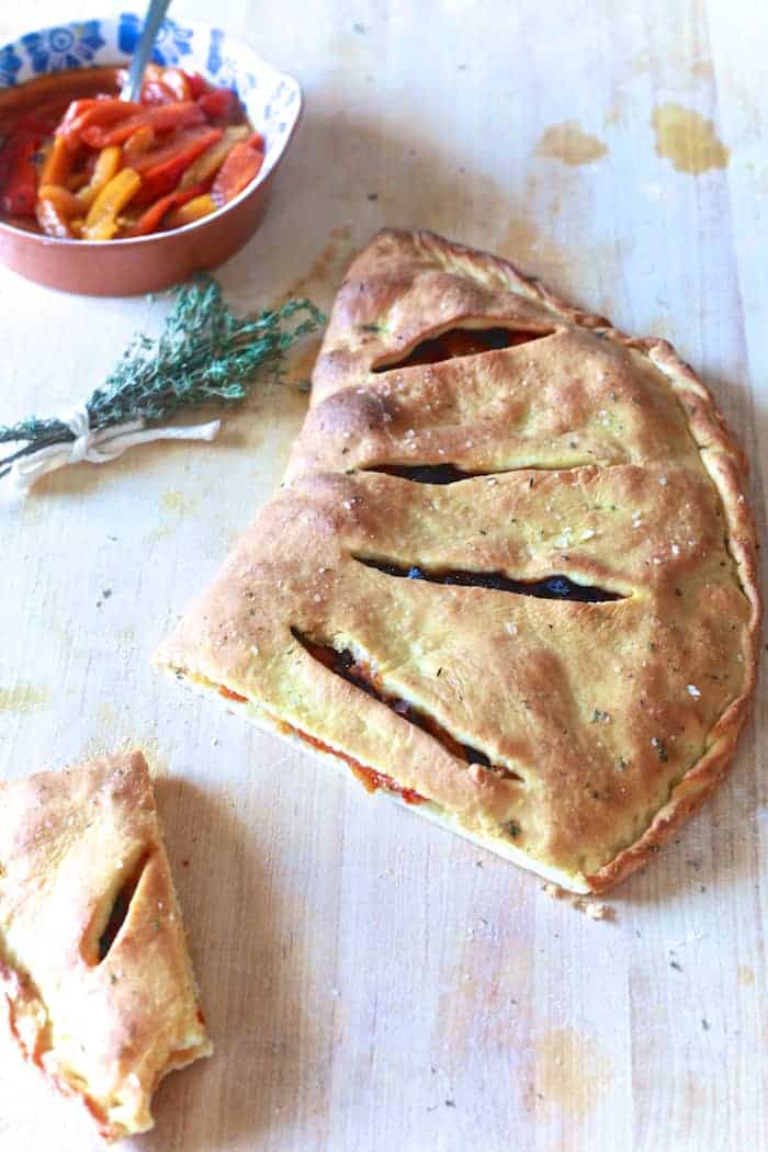 Roasted Red Pepper & Olive Fougasse - TheNoshery.com