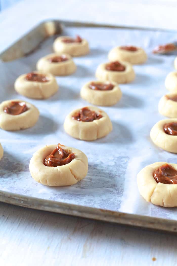 Dulce De Leche Thumbprint Cookies - TheNoshery.com