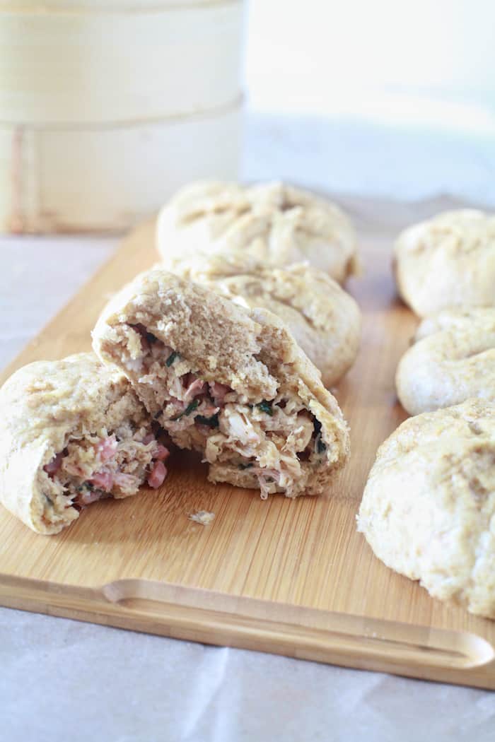 Chicken, Ham & Swiss Steamed Whole Wheat Buns - TheNoshery.com