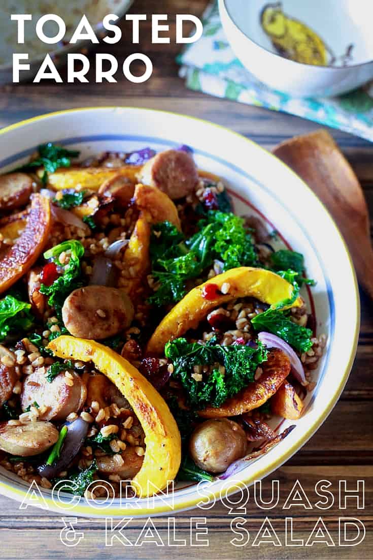 Farro with Acorn Squash, Kale and Sweet Apple Chicken Sausage - TheNoshery.com