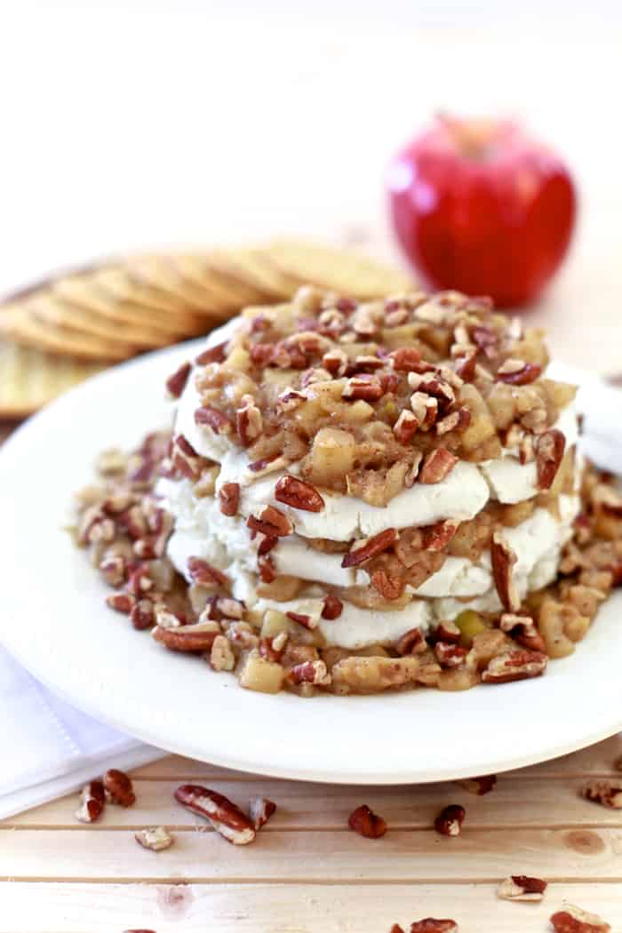 Cinnamon Apple and Goat Cheese Stack | TheNoshery.com | @AldiUSA #appetizer #holiday #cheeseball