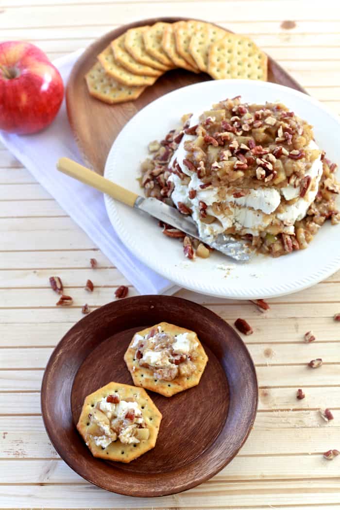 Cinnamon Apple and Goat Cheese Stack | TheNoshery.com | @AldiUSA #appetizer #holiday #cheeseball