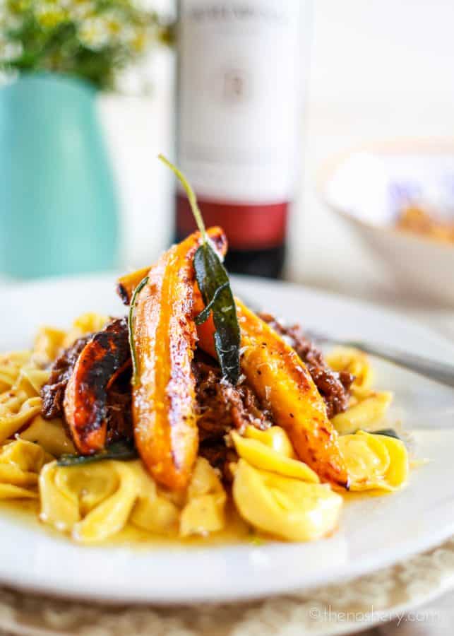 Beef Ragù with Roasted Acorn Squash and Brown Butter Tortellini | TheNoshery.com 