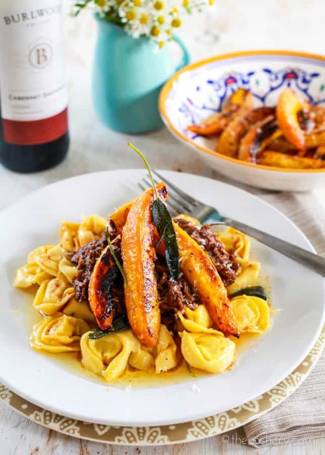 Beef Ragù with Roasted Acorn Squash and Brown Butter Tortellini | TheNoshery.com 