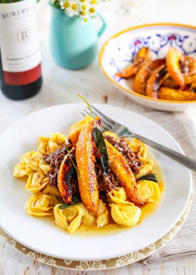 Beef Ragù with Roasted Acorn Squash and Brown Butter Tortellini | TheNoshery.com 