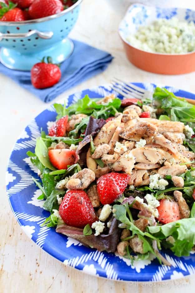 Summer Strawberry Salad with Grilled Chicken - The Noshery