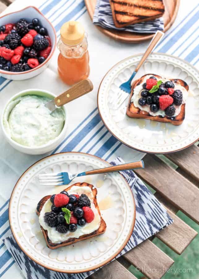Grilled Brioche with Mixed Berry and Vanilla Ricotta Cheese Dessert | The Noshery