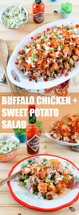 Buffalo Chicken and Sweet Potato Salad | TheNoshery.com - #TabascoTastemakers @Tabasco #ad