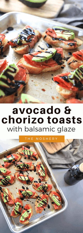 Avocado and Chorizo Toasts with Balsamic Glaze | The Noshery