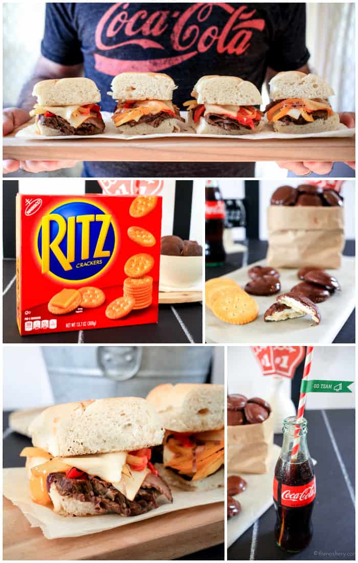 Game Day Eat! Easy RITZ Mallomars and Coca-Cola Slowcooker Beef and Pepper Sandwiches | TheNoshery.com #HomeBowlHeroContest