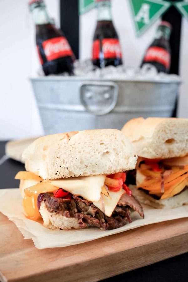 Game Day Eat! Easy RITZ Mallomars and Coca-Cola Slowcooker Beef and Pepper Sandwiches | TheNoshery.com #HomeBowlHeroContest