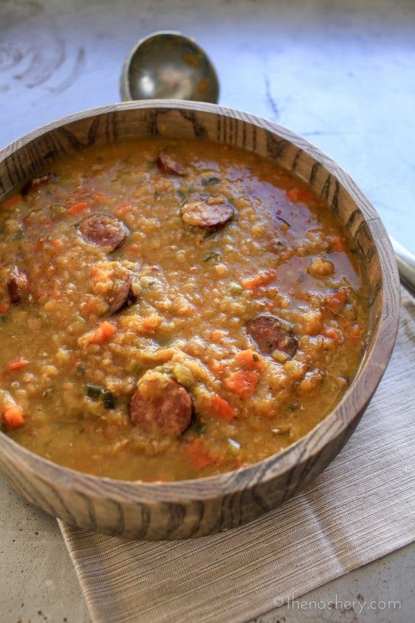 Slow Cooker Cajun Red Lentil and Butternut Soup #PourInnLove @collegeinnbroth | TheNoshery.com