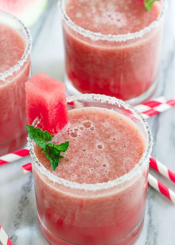 A Round of Margaritas! | Jalapeno Watermelon Margarita Shooters - Running to the Kitchen