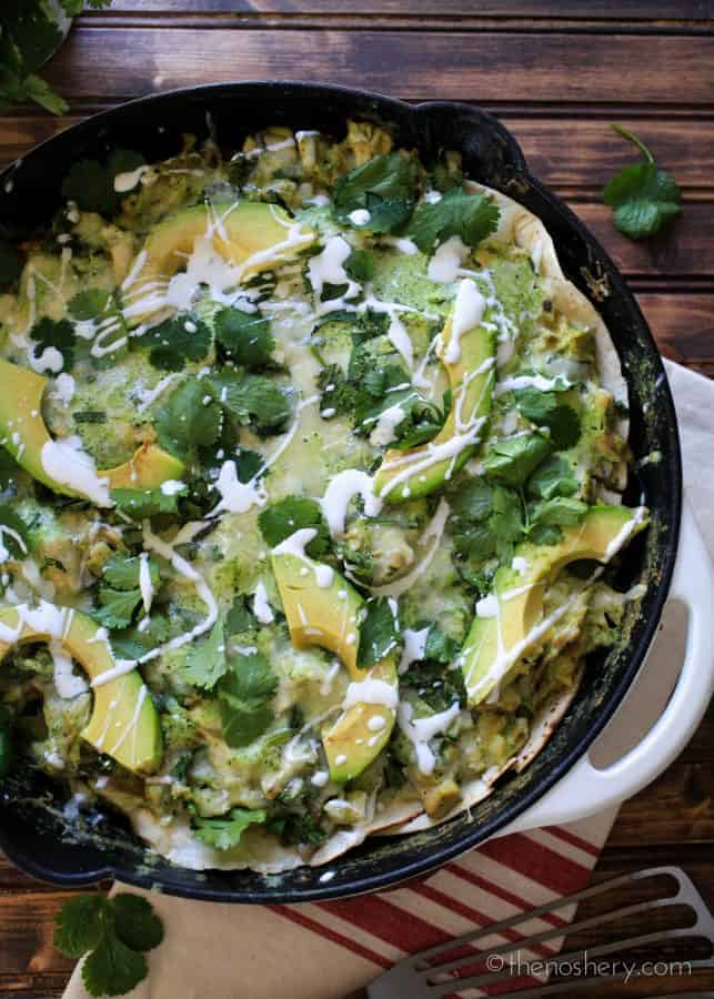 Skillet Roasted Poblano Chicken Enchiladas | TheNoshery.com