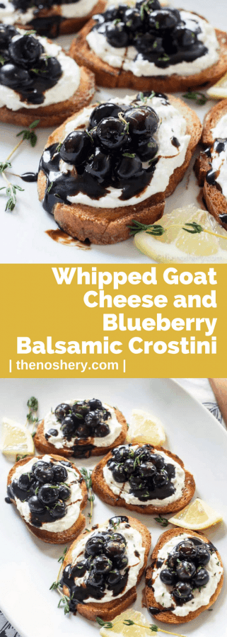 Whipped Goat Cheese and Blueberry Balsamic Crostini | The Noshery