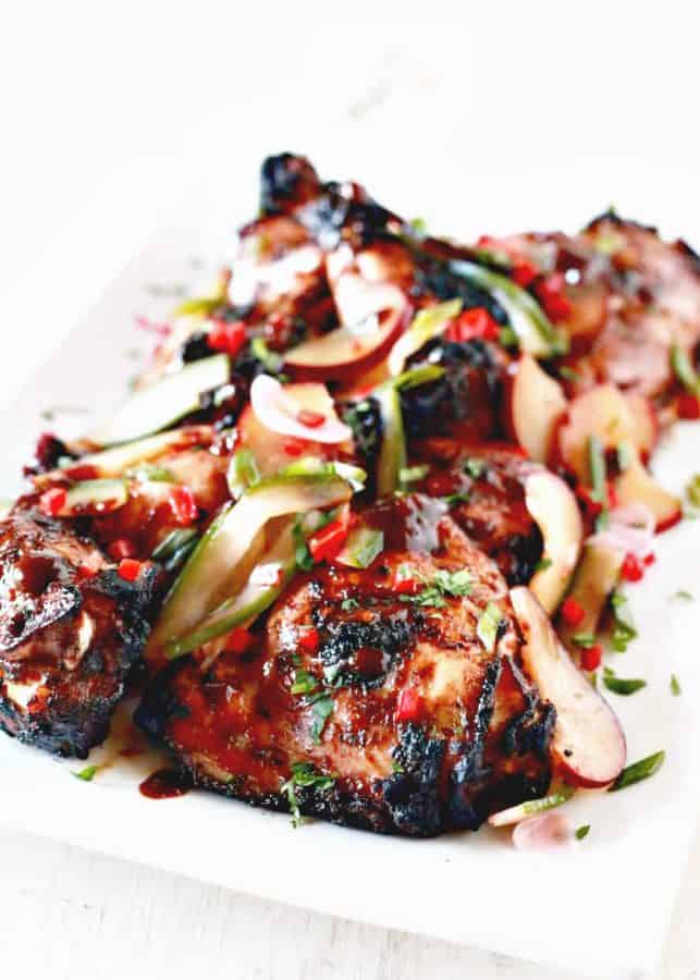 Sriracha Chicken with Pickled Plum Salad | The Noshery